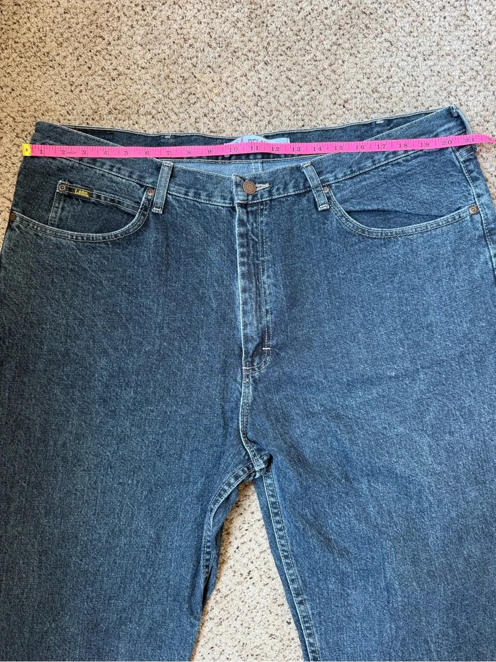 Lee Relaxed Fit Dark Wash Denim Jeans Men Size 42X32 Cotton